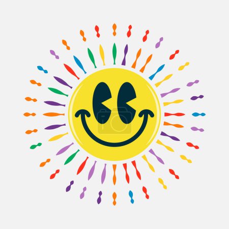 Ilustración de Cara sonriente brillante y colorida emoji - Imagen libre de derechos