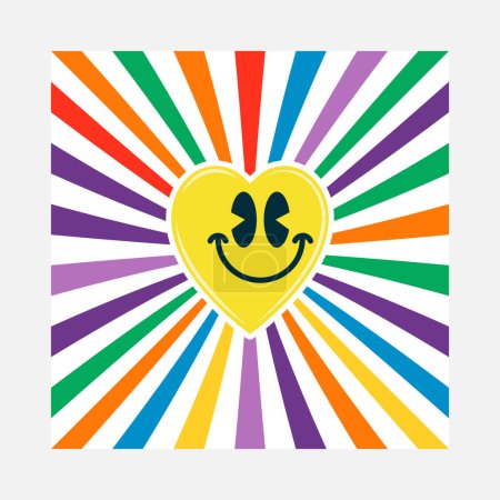 Ilustración de Cara sonriente brillante y colorida emoji - Imagen libre de derechos