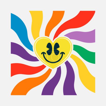 Téléchargez les illustrations : Visage souriant brillant et coloré emoji - en licence libre de droit