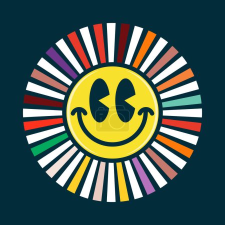 Ilustración de Emoji de cara sonriente de felicidad, brillando como un sol - Imagen libre de derechos