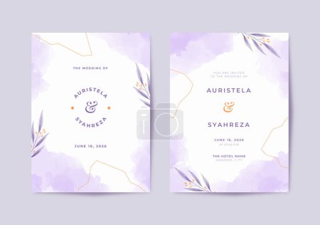 Téléchargez les photos : Beautiful purple watercolor wedding invitation template - en image libre de droit