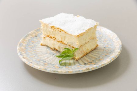Photo for Vanilla custard  slice served on a plate - Royalty Free Image