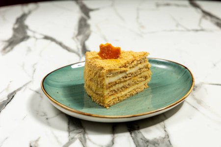 Photo for Caramel cake served on a plate - Royalty Free Image