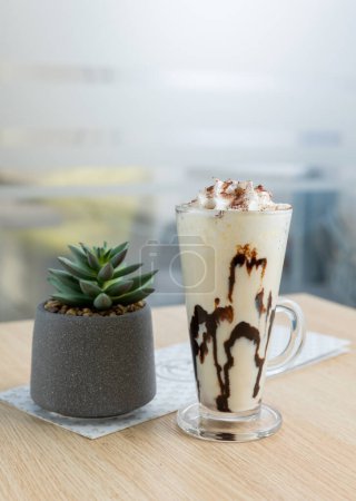 Photo for Biscuit milkshake with whipped cream - Royalty Free Image