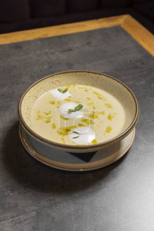 Photo for Cream soup served in a restaurant - Royalty Free Image