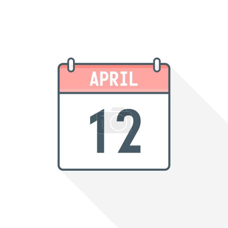 Illustration for 12th April calendar icon. April 12 calendar Date Month icon vector illustrator - Royalty Free Image