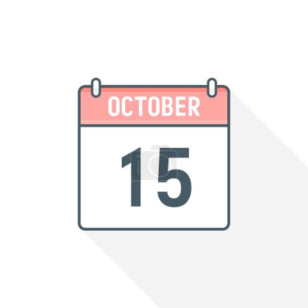 Illustration for 15th October calendar icon. October 15 calendar Date Month icon vector illustrator - Royalty Free Image