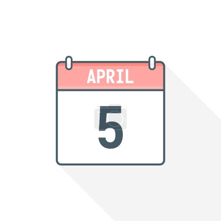 Illustration for 5th April calendar icon. April 5 calendar Date Month icon vector illustrator - Royalty Free Image