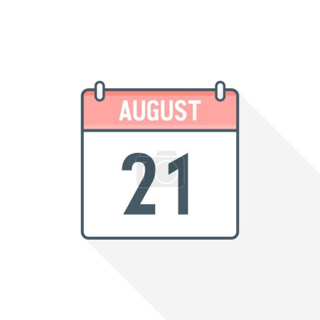Téléchargez les illustrations : Icône calendrier du 21 août. 21 août calendrier Date Mois icône vecteur illustrateur - en licence libre de droit