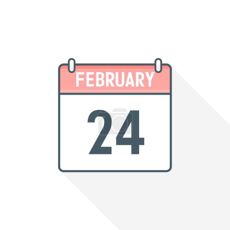 Illustration for 24th February calendar icon. February 24 calendar Date Month icon vector illustrator - Royalty Free Image