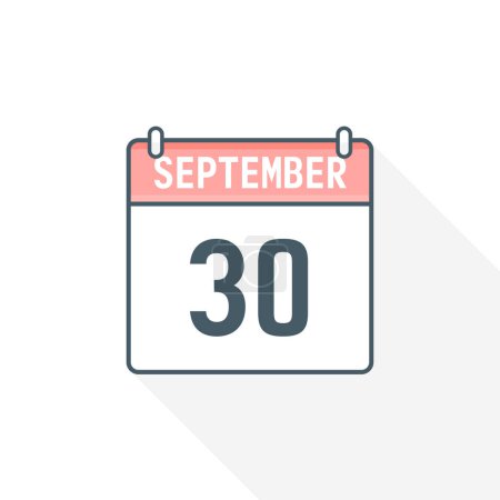 Ilustración de Icono del calendario del 30 de septiembre. 30 de septiembre calendario Fecha Mes icono vector ilustrador - Imagen libre de derechos