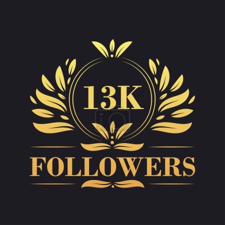 Illustration for 13K Followers celebration design. Luxurious 13K Followers logo for social media followers - Royalty Free Image