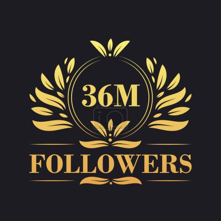 Illustration for 36M Followers celebration design. Luxurious 36M Followers logo for social media followers - Royalty Free Image