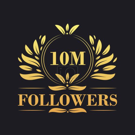 Illustration for 10M Followers celebration design. Luxurious 10M Followers logo for social media followers - Royalty Free Image