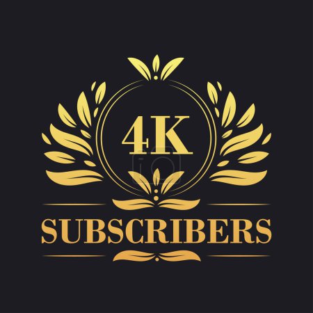 Illustration for 4K Subscribers celebration design. Luxurious 4K Subscribers logo for social media subscribers - Royalty Free Image