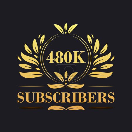 Illustration for 480K Subscribers celebration design. Luxurious 480K Subscribers logo for social media subscribers - Royalty Free Image