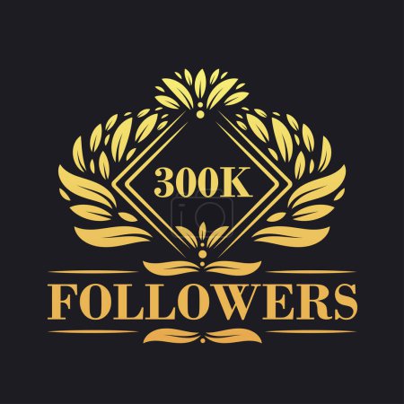 Illustration for 300K Followers celebration design. Luxurious 300K Followers logo for social media followers - Royalty Free Image