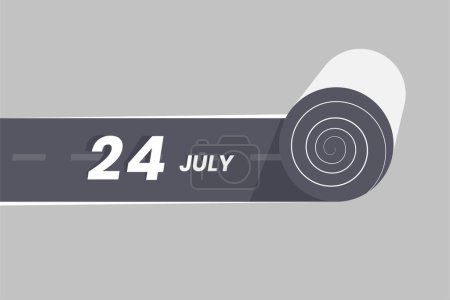 Téléchargez les illustrations : 24 juillet icône du calendrier roulant à l'intérieur de la route. 24 Juillet Date Mois icône vecteur illustrateur. - en licence libre de droit