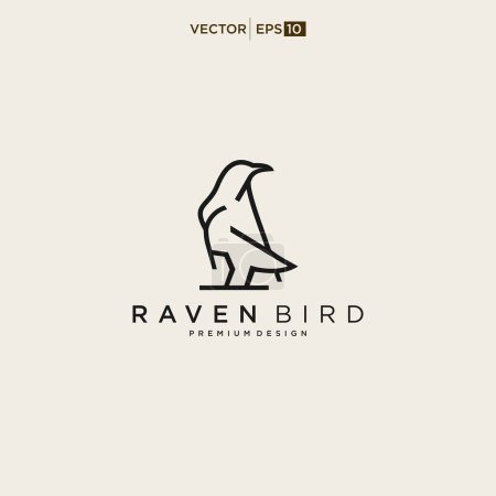 Ilustración de Icono del logotipo del cuervo diseños vector ilustración - Imagen libre de derechos
