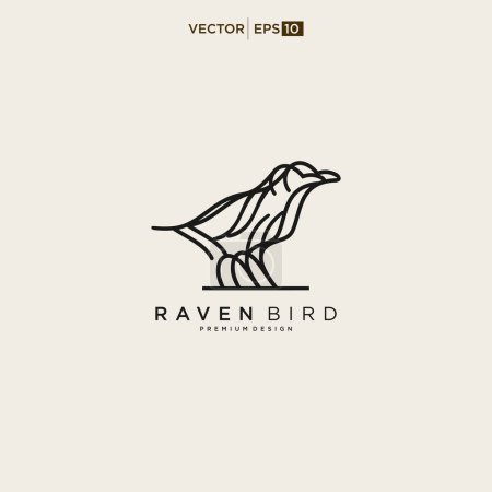 Ilustración de Icono del logotipo del cuervo diseños vector ilustración - Imagen libre de derechos
