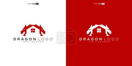 Photo for Dragon silhouette logo design. Dragon vector illustration - Royalty Free Image