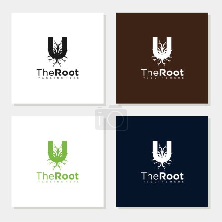 Illustration for The roots letter U logo design inspiration editable - Royalty Free Image