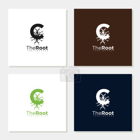 Illustration for The roots letter C logo design inspiration editable - Royalty Free Image