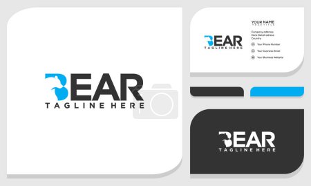 Minimalist Letter Mark BEAR Logo design. logo and business card