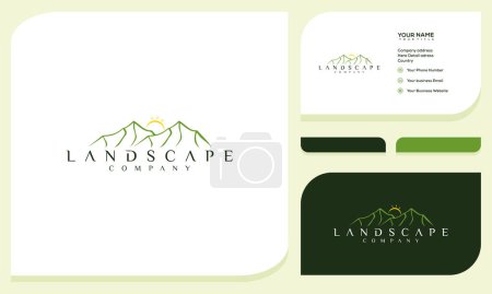 Photo for Minimalist Landscape Hills, Mountain Peaks River Creek Simple logo design Vector - Royalty Free Image