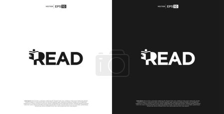 Photo for Reading book logo logo design lettering read logo - Royalty Free Image