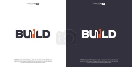 Photo for Building wordmark logo design illustration with simple creative - Royalty Free Image