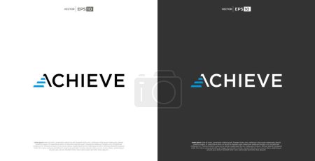 Illustration for Letter ACHIEVE wordmark logo typography. A distinguished wordmark logo that forms a crest, symbolizing achievements and accomplishments with a touch of sophistication. - Royalty Free Image