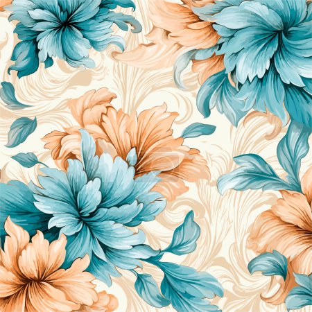 Płynny wzór wektora z wieloma abstrakcyjnymi wiosennymi kwiatami. Do dekoracji tapet lub tkanin w stylu vintage. Malowanie kwiatów na lato. Środowisko botaniczne. Ilustracja wektora