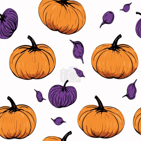 Illustration for Halloween pumpkins set. Various shapes and sizes of pumpkin isolated on white background. Vector illustration - Royalty Free Image