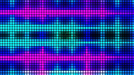 Bunte Mosaik Hintergrund. Abstrakte farbige LED-Quadrate. Technologie digitaler quadratischer mehrfarbiger Hintergrund. Heller Pixelgitterhintergrund. Vektorillustration