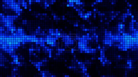 Blue mosaic background in technology concept. Abstract multicolored LED squares. Technology digital square blue color background. Bright pixel grid background. Vector background.