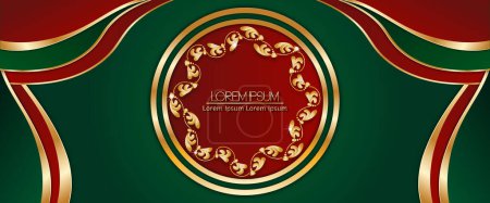 Illustration for Luxury Red and Green Shapes Background With Golden Decoration Stock IllustrationLuxury Red and Green Shapes Background With Golden Decoration Stock Illustration - Royalty Free Image