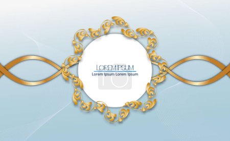 Illustration for Luxury Golden Shapes light blue Background With Golden Decoration Stock Illustration - Royalty Free Image