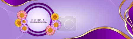 Illustration for Elegant Purple Shapes Background With Golden Decoration Stock Illustration - Royalty Free Image