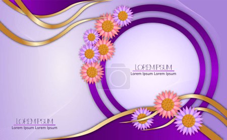 Illustration for Elegant Purple Shapes Background With Golden Decoration Stock Illustratio - Royalty Free Image