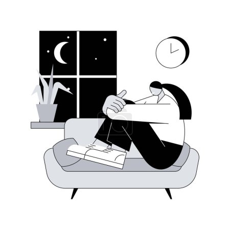 Illustration for Sleep disturbances abstract concept vector illustration. Insomnia treatment, clinical diagnostic, digital overload, sleeping disorder, alerted pattern, rem, mental health abstract metaphor. - Royalty Free Image