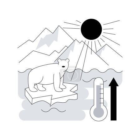 Illustration for Melting glaciers abstract concept vector illustration. Polar ice caps melting, mountain glacier disappearing cause, raising sea level, global warming, world temperature rise abstract metaphor. - Royalty Free Image
