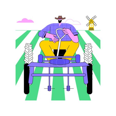 Mechanical cultivation isolated cartoon vector illustrations. Farmer in tractor drives across the field, cultivator machine, modern agriculture, organic farming, weed control vector cartoon.