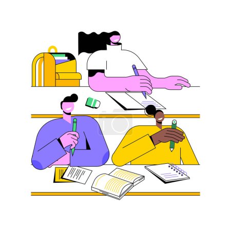 Illustration for Absorbing information isolated cartoon vector illustrations. Group of smiling students making notes at the lecture, getting new information, educational process at university vector cartoon. - Royalty Free Image