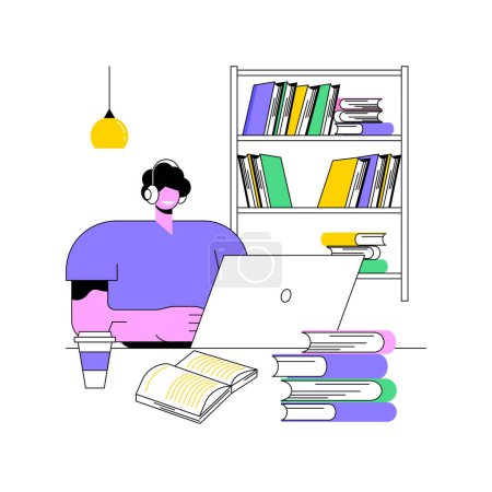 Solo study isolated cartoon vector illustrations. Young boy studying in university library alone, passion for learning, educational process at college, getting new information vector cartoon.