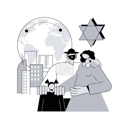 Illustration for Diaspora abstract concept vector illustration. Jewish diaspora, forced movement, star of david, living outside, ethnic religious group, jewish communities, foreigners group abstract metaphor. - Royalty Free Image