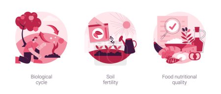 Illustration for Harvest and soil productivity abstract concept vector illustration set. Biological cycle, soil fertility, food nutritional quality, agricultural cycle, available nutrients value abstract metaphor. - Royalty Free Image