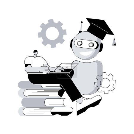 Téléchargez les illustrations : Chatbot auto-apprentissage concept abstrait illustration vectorielle. Capacité Chatbot, assistants virtuels, développement logiciel de chat IA, auto-apprentissage machine, métaphore abstraite du service bot avancé. - en licence libre de droit