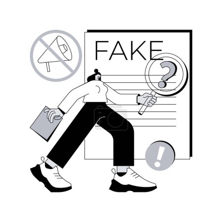 Illustration for Fake news abstract concept vector illustration. Fake data, junk news content, disinformation in media, spreading rumors, yellow press, incriminating evidence, lie on television abstract metaphor. - Royalty Free Image
