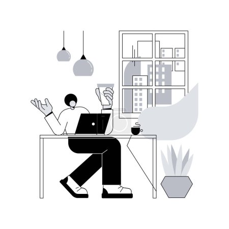 Illustration for On-demand urban workspace abstract concept vector illustration. Coworking, client meeting room, business workspace, hourly rent, on-demand conference hall, urban office facility abstract metaphor. - Royalty Free Image